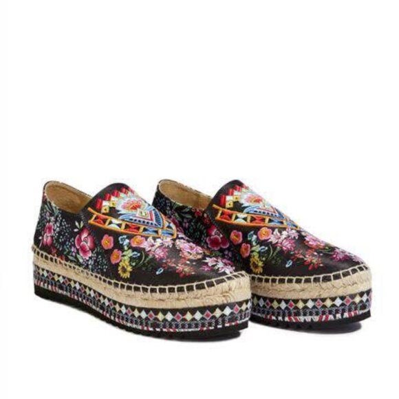 Johnny‎ Was Joshua Floral Platform Espadrilles Size 8 1/2 NEW - Picture 1 of 13